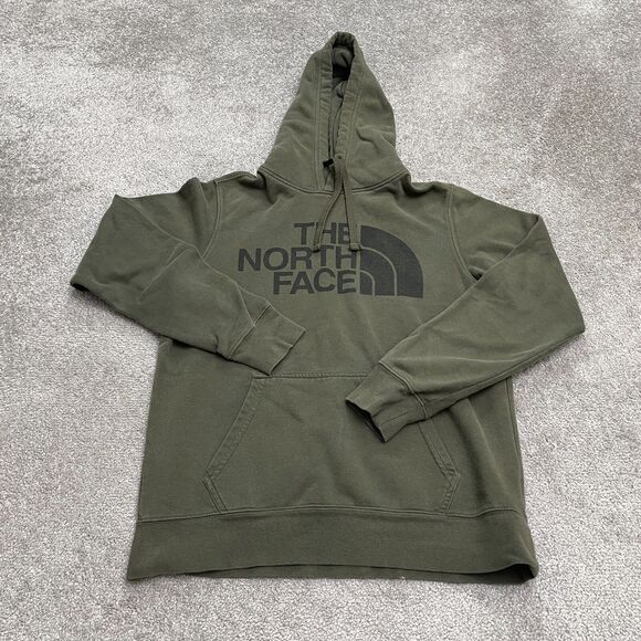 The North Face Hoodie Sweatshirt Mens Small Green Graphic Fleece Pullover Casual - Picture 1 of 11